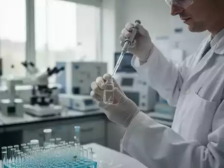 Ein Wissenschaftler arbeitet in einem modernen medizinischen Labor mit einer Pipette und einem Reagenzglas. - Foto: über boerse-global.de