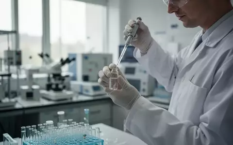 Ein Wissenschaftler arbeitet in einem modernen medizinischen Labor mit einer Pipette und einem Reagenzglas. - Foto: über boerse-global.de