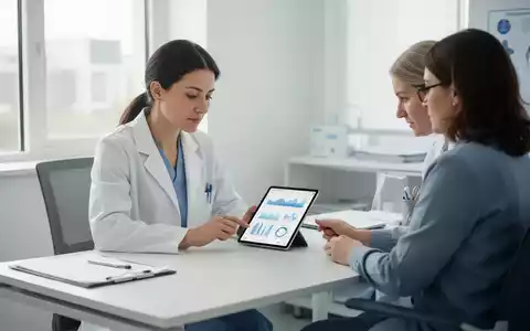 Ein Arzt bespricht in einer hellen, modernen Praxis digitale Gesundheitsdaten mit einem Patienten am Tablet. - Foto: über boerse-global.de