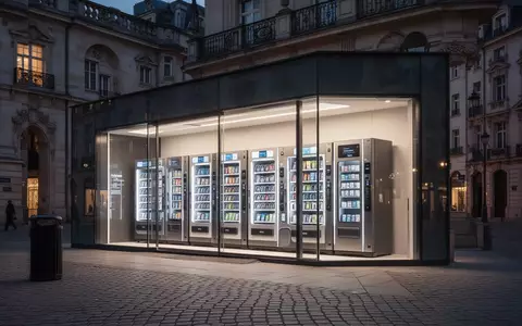 Ein unbemannter Automatenladen in einer historischen Altstadt bei Dämmerung, beleuchtet durch das Schaufenster. - Foto: über boerse-global.de