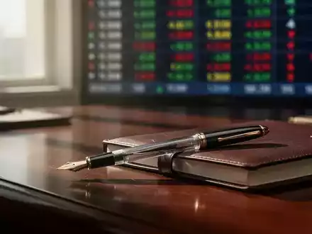 Ein hochwertiger Füllfederhalter liegt auf einem dunklen Schreibtisch vor einem verschwommenen Hintergrund. - Foto: über boerse-global.de