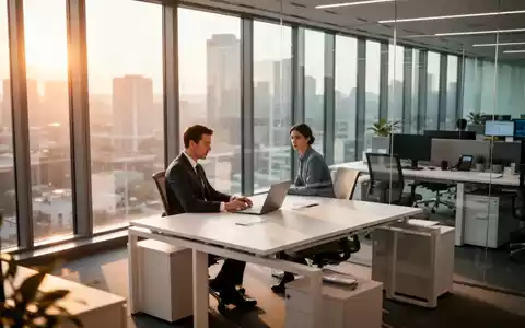 Ein professioneller, moderner Büroarbeitsplatz in hellem, natürlichem Tageslicht mit einem Laptop auf einem aufgeräumten Schreibtisch. - Foto: über boerse-global.de