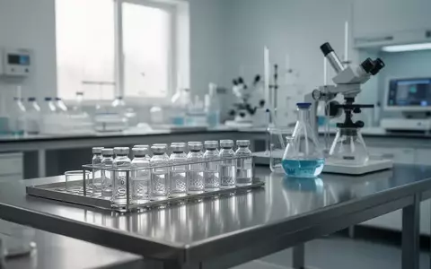 Ein steriles, modernes pharmazeutisches Labor mit Laborgeräten und Glasfläschchen auf einem Edelstahltisch. - Foto: über boerse-global.de