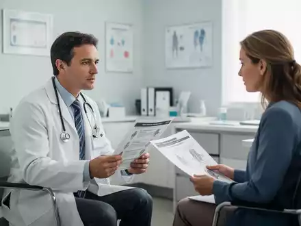 Ein Arzt im Gespräch mit einer Patientin in einer hellen, modernen Arztpraxis während einer medizinischen Beratung. - Foto: über boerse-global.de