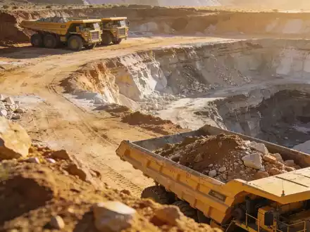 Ein modernes Lithium-Bergwerk in einer industriellen Landschaft bei Sonnenuntergang. - Foto: über boerse-global.de