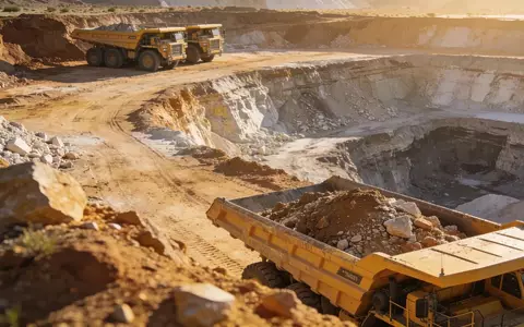 Ein modernes Lithium-Bergwerk in einer industriellen Landschaft bei Sonnenuntergang. - Foto: über boerse-global.de