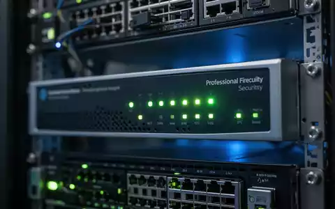 Nahaufnahme eines modernen Netzwerk-Firewall-Geräts in einem Serverraum mit blinkenden Status-LEDs. - Foto: über boerse-global.de