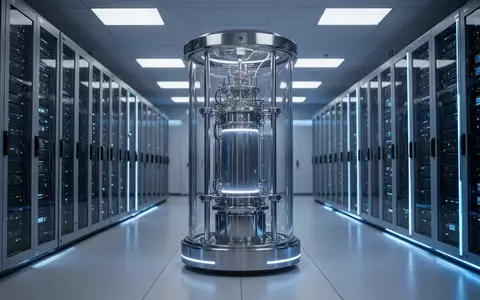 Ein moderner Quantencomputer in einem hochtechnisierten Rechenzentrum mit blauer Beleuchtung. - Foto: über boerse-global.de