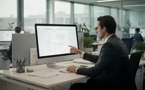 Ein Mitarbeiter in einem modernen Büroarbeitsplatz, der mit einem Computer arbeitet, in einer professionellen Umgebung. - Foto: über boerse-global.de
