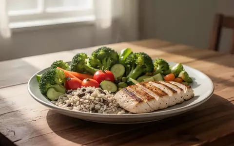 Ein gesundes, ausgewogenes Mittagessen auf einem Holztisch bei natürlichem Morgenlicht. - Foto: über boerse-global.de