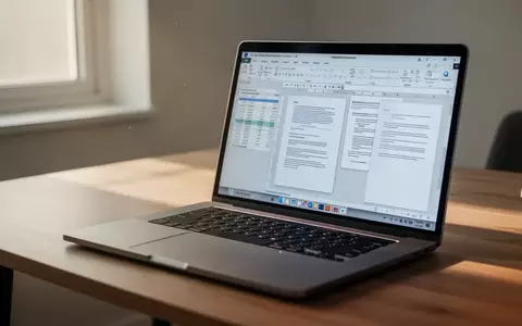 Ein moderner, aufgeräumter Schreibtisch mit einem Laptop, auf dessen Bildschirm Bürosoftware zu sehen ist. - Foto: über boerse-global.de