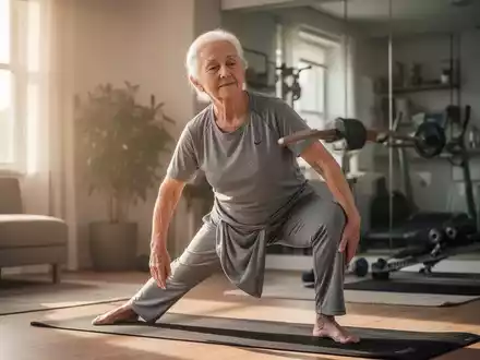 Eine ältere Person trainiert in einem sonnendurchfluteten Raum zur Förderung der körperlichen Fitness und Gesundheit. - Foto: über boerse-global.de