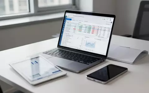 Ein moderner Schreibtisch mit Laptop und Tablet in einem professionellen Büroumfeld, das für digitale Buchhaltung steht. - Foto: über boerse-global.de