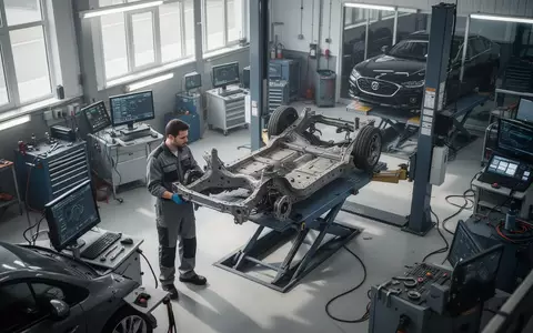 Ein Mechaniker arbeitet an einem Fahrzeug in einer modernen Kfz-Werkstatt mit professioneller Diagnosetechnik. - Foto: über boerse-global.de