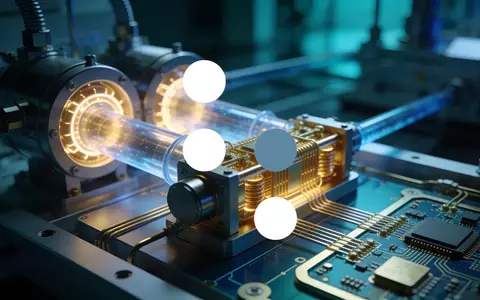Abstrakte Darstellung von Quantencomputing-Hardware in einem futuristischen Labor mit bläulicher Beleuchtung. - Foto: über boerse-global.de