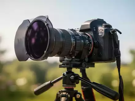 Eine professionelle Kamera mit aufgesetztem Solarfilter steht auf einem Stativ und ist auf den Himmel gerichtet. - Foto: über boerse-global.de
