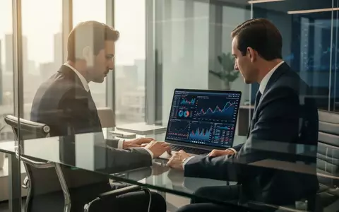 Ein Finanzverantwortlicher arbeitet an einem Laptop in einem modernen Büro mit Datenanalysen auf dem Bildschirm. - Foto: über boerse-global.de