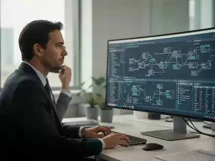 Eine Fachkraft arbeitet konzentriert an einer komplexen digitalen Prozesssteuerung in einem modernen Büro. - Foto: über boerse-global.de