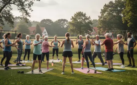 Menschen bei einem Gesundheitsworkshop in einem Park in einer ländlichen Region in Vorpommern. - Foto: über boerse-global.de