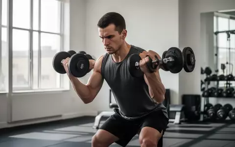 Ein Sportler führt in einem minimalistischen Fitnessstudio eine Übung mit Hanteln aus, um den Fokus auf effizientes Training zu verdeutlichen. - Foto: über boerse-global.de