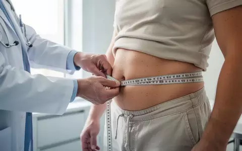 Ein Arzt misst bei einem Patienten in einer modernen Arztpraxis den Taillenumfang mit einem Maßband. - Foto: über boerse-global.de