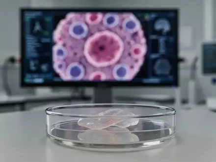 Nahaufnahme einer biologischen Gewebeprobe in einem modernen Labor, die Forschung an Immunzellen und Alzheimer symbolisiert. - Foto: über boerse-global.de