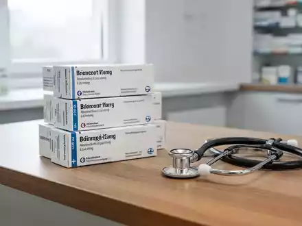 Arzneimittelpackungen und ein Stethoskop auf einem Apothekentisch in einem hellen Raum. - Foto: über boerse-global.de