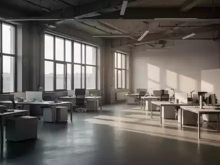 Leere, moderne Büroetage in einem Industriegebäude bei natürlichem Lichteinfall. - Foto: über boerse-global.de