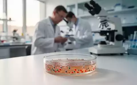 Ein wissenschaftliches Labor mit einer Petrischale auf einem Labortisch, das die Erforschung zellulärer Alterungsprozesse symbolisiert. - Foto: über boerse-global.de
