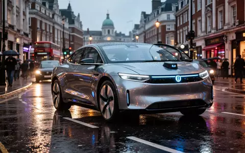 Ein autonomes Fahrzeug fährt bei Dämmerung durch eine belebte Straße in London. - Foto: über boerse-global.de