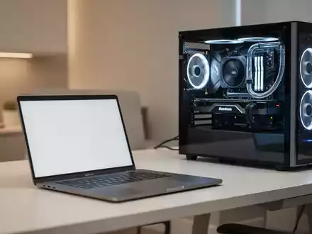 Ein moderner, aufgeräumter Arbeitsplatz mit einem High-End-Laptop und einem leistungsstarken Desktop-PC. - Foto: über boerse-global.de