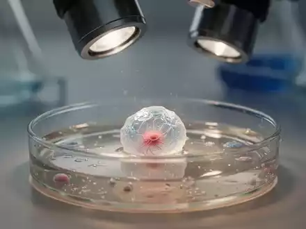 Ein mikroskopisches Gehirn-Organoid in einer Laborschale zur Erforschung neuronaler Entwicklungsprozesse. - Foto: über boerse-global.de