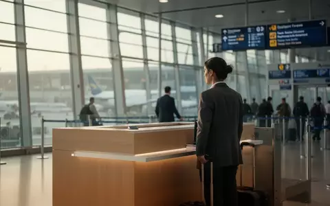Ein Reisender steht an einem Zollkontrollpunkt in einem modernen Flughafen bei natürlichem Tageslicht. - Foto: über boerse-global.de