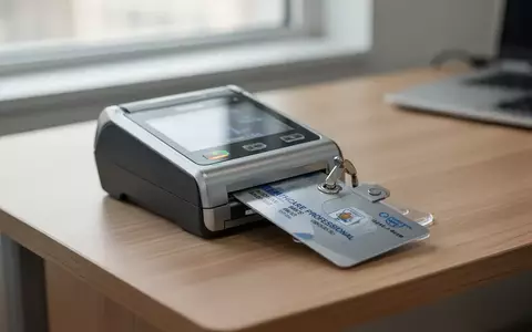 Ein Chipkartenleser in einer Arztpraxis mit einem elektronischen Heilberufsausweis zur Nutzung der Telematikinfrastruktur. - Foto: über boerse-global.de