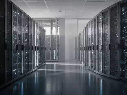 Moderne Serverräume mit leuchtenden Hardware-Racks in einer professionellen, technologischen Umgebung. - Foto: über boerse-global.de