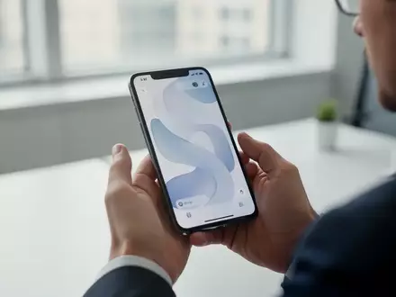 Eine Person nutzt ein modernes Smartphone in einem hellen, minimalistischen Büro. - Foto: über boerse-global.de