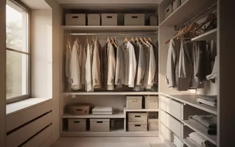 Ein aufgeräumter, minimalistisch gestalteter Kleiderschrank mit ordentlich hängender Kleidung und sortierten Aufbewahrungsboxen. - Foto: über boerse-global.de