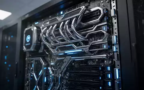 Nahaufnahme eines modernen Hochleistungs-Servers in einem Rechenzentrum mit blauen Statusleuchten. - Foto: über boerse-global.de