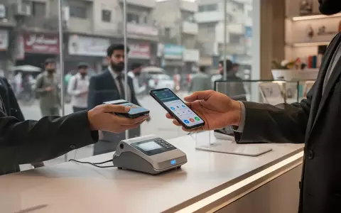 Eine Person nutzt ein Smartphone für eine kontaktlose Zahlung an einem modernen Kassenterminal in einem Geschäft. - Foto: über boerse-global.de