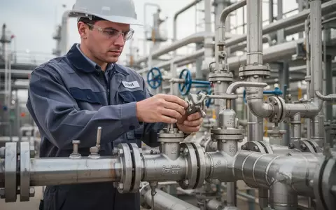 Ein Ingenieur in Arbeitskleidung inspiziert komplexe Rohrleitungssysteme in einer modernen Raffinerie. - Foto: über boerse-global.de