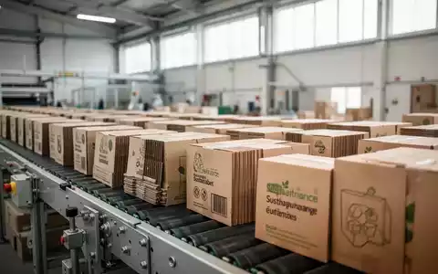 Sortierte Kartonagen auf einem Förderband in einer modernen Recyclinganlage bei natürlichem Lichteinfall. - Foto: über boerse-global.de
