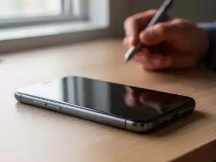 Ein modernes Smartphone auf einem Schreibtisch bei natürlichem Licht, das auf Software-Wartung und System-Updates hindeutet. - Foto: über boerse-global.de