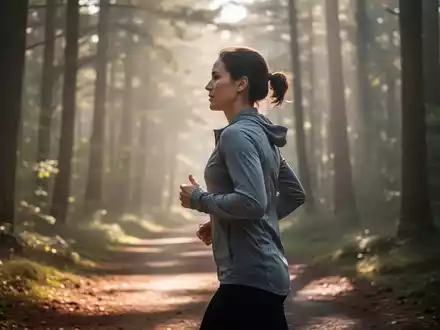 Eine Person beim Joggen auf einem sonnendurchfluteten Waldweg als Symbol für Bewegungstherapie bei Depressionen. - Foto: über boerse-global.de