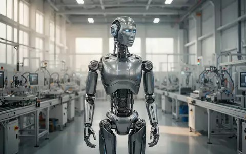 Ein fortschrittlicher humanoider Roboter steht in einer modernen, hellen Industriehalle für Fertigung. - Foto: über boerse-global.de