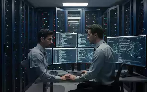 Ein IT-Sicherheitsexperte arbeitet in einem modernen, schwach beleuchteten Serverraum an der Absicherung staatlicher Systeme. - Foto: über boerse-global.de
