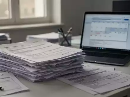 Ein Schreibtisch mit zahlreichen Formularen und Dokumenten in einem Büro, das die administrative Komplexität verdeutlicht. - Foto: über boerse-global.de