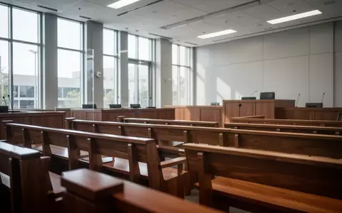 Ein leerer Gerichtssaal mit polierten Holzbänken und hellem Tageslicht in einem modernen Gebäude. - Foto: über boerse-global.de