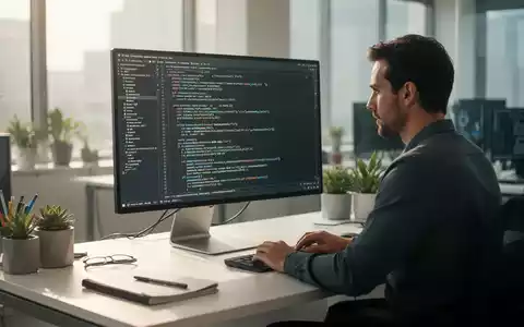 Ein Softwareentwickler arbeitet an einem modernen Arbeitsplatz an komplexem Programmcode auf einem Monitor. - Foto: über boerse-global.de