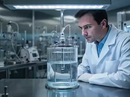 Wissenschaftler bei der Arbeit in einem modernen Wasserstoff-Forschungslabor mit einer elektrochemischen Zelle. - Foto: über boerse-global.de