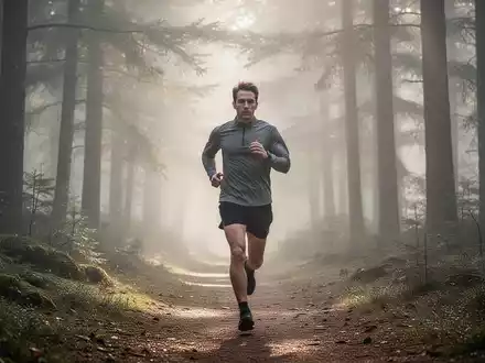 Eine Person beim Joggen auf einem Waldweg im morgendlichen Licht als Symbol für psychische Resilienz durch Sport. - Foto: über boerse-global.de
